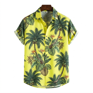 Camisa de manga corta para hombre, tejida, estampada, transpirable, fresca, cómoda, informal, para playa, vacaciones, suministro ODM personalizado - Product Image 3
