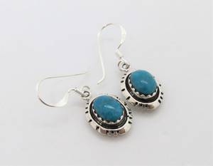 Vintage Turquoise Western <b>Dangle</b> <b>Earrings</b> Sterling <b>Silver</b> Gemstone Drop Jewelry Gift For Women - Product Image 2