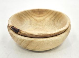 Bol à salade en bois artisanal, bols à dessert en bois faits à la main, design minimaliste rond, plats et assiettes en bois massif poli - Product Image 2