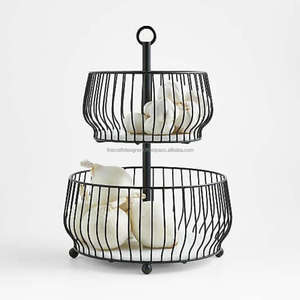 Panier et support décoratif à 2 niveaux pour fruits et légumes Rangement multifonctionnel Panier et pots de qualité supérieure Support à fruits - Product Image 1