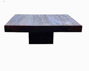 โต๊ะกาแฟไม้เนื้อแข็งสไตล์โมเดิร์นรัสติกสุดพิเศษ พร้อมพื้นผิวไม้ขนาดใหญ่และโครงสร้างฐานเดี่ยวที่แข็งแรง สำหรับบ้านหรู - Product Image 4