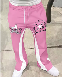 Y2k <b>Flared</b> Pants Men Loose 3D Print Trousers Casual <b>Sweatpants</b> Mid Waist Sporty Streetwear Hip Hop Vintage 100% Cotton - Product Image 3
