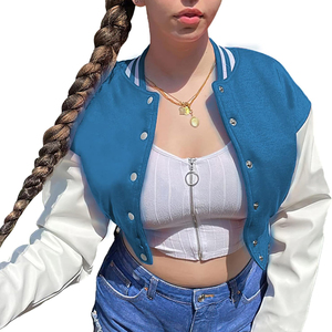 New Fashion Custom Logo Printed 100% Cotton Breathable Quick Dry Winter Button Knitted <b>Varsity</b> <b>Jacket</b> <b>Women</b> Professional Unique - Product Image 4