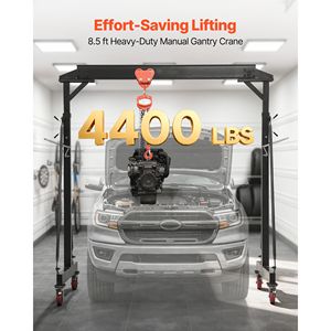 Grúa Pórtico Ajustable de 4400 Libras de Capacidad, Elevador Portátil para Taller con Carro Manual - Product Image 2