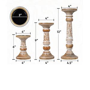 Juego de Portavelas de Madera de Mango Hechos a Mano, 3 Piezas, Fabricante Indio, Soporte Decorativo para el Hogar, Tallado Navideño, Personalizado - Product Image 5