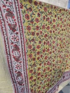 Hand Block Print Cotton <b>Sarong</b> Pareo Yellow Floral Beach Wrap Women Summer Swimwear Cover Up Boho Handmade Scarf - Product Image 6