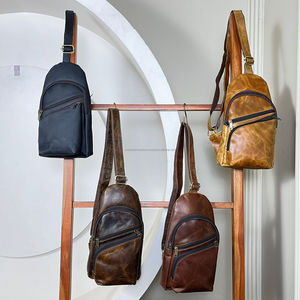 Wholesale Black Genuine Leather Chest <b>Bag</b> for <b>Men</b> & Women's High Quality Cowhide Multifunction Crossbody <b>Bag</b> for Outdoor Travel - Product Image 5