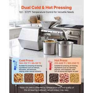 Prensa de Aceite Eléctrica Automática de 1250W, Capacidad de 11 LBS/H, 122F, para Extracción de Aceite de Semillas en el Hogar y Comercialmente - Product Image 2