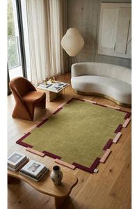 Tapis en laine tissée avec logo personnalisé, antidérapant, fait main, motif géométrique épais, avec envers en coton moderne, sans perte de poils, pour sols intérieurs - Product Image 6