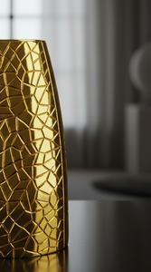 Florero de Aluminio Fundido en Oro de Lujo, Diseño Geométrico con Textura Agrietada, Maceta Moderna para Escritorio, Decoración para Hotel y Hogar - Product Image 5