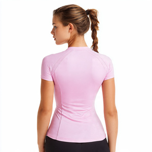 Women Compression Rash Guard Workout Athletic Wear Shirts Ladies 100% Polyester Quick Dry Gym Wear Short Sleeve T Shirt Women's - Product Image 3