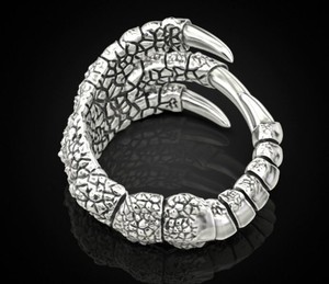 Bindi Jewels Men's 925 Sterling Silver Moissanite Bezel Set Black Oxidized <b>Dragon</b> Claw Vintage Gothic <b>Ring</b> - Product Image 3