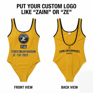 Women Bathing Suit Premium Nylon Spandex 220 GSM Four Way Stretch <b>Yellow</b> Swimsuit Custom Logo Heat Transfer Print Athletic Wear - Product Image 1