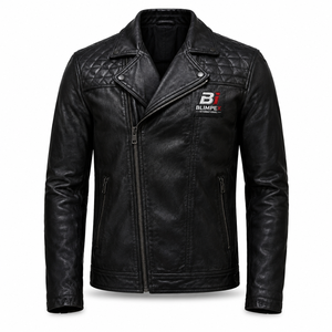 Blouson Bomber Homme en Cuir et Toile, Col Montant, Logo Frontal, Imperméable, Respirant, Tendance, Moderne, pour Clubs, Rendez-vous Décontractés, Streetwear - Product Image 1