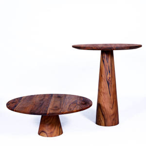Juego de Mesa de Centro Redonda de Madera de Acacia Sólida, Mesa Auxiliar Hecha a Mano con Vetas Naturales para Sala de Estar de Lujo y Salón de Hotel - Product Image 6