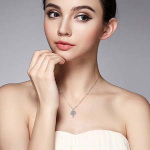 Trendy Swirling Heart Wave Design 1 CT Round Brilliant Cut CZ Diamond Pave Set Pendant <b>Necklace</b> 925 <b>Sterling</b> <b>Silver</b> Party Gift - Product Image 3