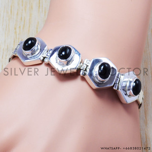 Bracelet en argent sterling 925 fait main avec pierre précieuse onyx noir naturel, style unique, prix de gros, bijoux en argent - Product Image 3