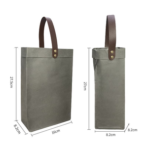 Sac cadeau en papier kraft lavable de haute qualité avec logo personnalisé, respectueux de l'environnement, sac pour bouteille de vin avec poignée en PU - Product Image 6
