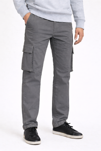 Pantalon cargo gris ardoise Utility Comfort pour homme – Un essentiel polyvalent pour tous les jours, confectionné en tissu résistant et riche en coton - Product Image 1