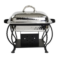 Ensemble de Buffet martelé en cuivre, plat à frire rectangulaire en cuivre avec support noir