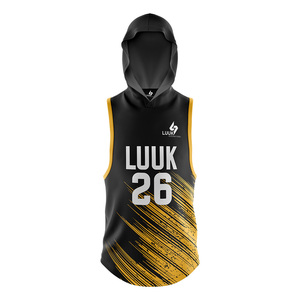 LUUK Custom Hooded American Flag Football Jerseys Sleeveless Sublimated 100% Polyester Moisture Wicking Unisex Adult Team Jersey - Product Image 2