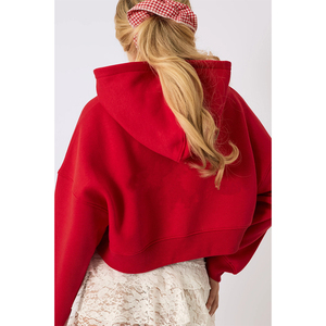 Sudadera Corta de Invierno para Mujer con Capucha Ajustable, 100% Algodón Felpa, Estilo Casual Urbano y Ropa de Descanso - Product Image 2