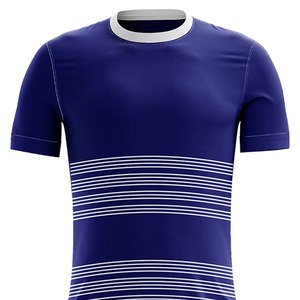 Maillot de football pour homme, bleu rayé, manches courtes, respirant, coupe athlétique, toutes saisons, impression sublimée - Product Image 2