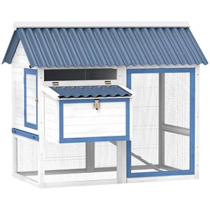 Pollaio in Legno Bianco Usato per 2-3 Galline con Nido, Recinto e Rampa Rimovibile - Product Image 1
