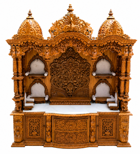 Traditional Large Home Temple in Teak Wood Premium Solid Teak Wood <b>Mandir</b> with Storage Cabinet BAPS Design Swaminarayan <b>Mandir</b> - Product Image 4