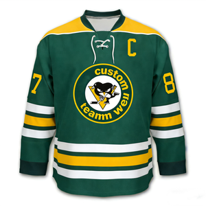 Jersey de Hockey Sublimado OEM con Cuello en V y Manga Larga, Uniforme de Hockey sobre Hielo con Logotipo Personalizado, Transpirable, de Poliéster, Venta al Por Mayor ODM - Product Image 1