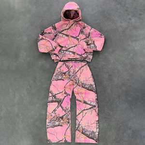 Conjunto Deportivo Personalizado Unisex con Estampado de Camuflaje, 100% Algodón, Felpa Francesa, Grueso, Holgado, Informal, para Otoño, para Hombre - Product Image 1