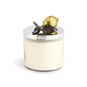 Portavelas de vidrio transparente con tapa plateada y diseño de racimo de uvas, para cera de soja perfumada - Product Image 2