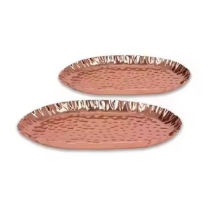 Plateau de service en cuivre personnalisé, fait main, en métal, pour la présentation des aliments, vaisselle décorative pour restaurant, hôtel, cuisine, salle à manger, maison - Product Image 4