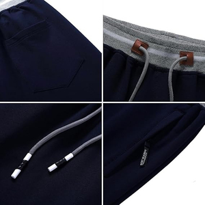 <b>Men's</b> <b>Navy</b> Blue Sweatpants Elastic Waist Drawstring Casual <b>Joggers</b> With Side Pockets Autumn Wear - Product Image 2
