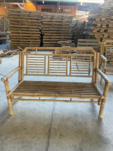 Bamboo Folding <b>Garden</b> Chair Outdoor Rustic Bar <b>Stool</b> Natural Wood Design Tapered Leg Hard Floor Use modern Balcony Courtyarn - Product Image 5