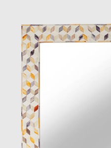 Miroir mural en nacre à design complexe et bordure arrondie, miroir mural indien fait main en os incrusté, best-seller - Product Image 2