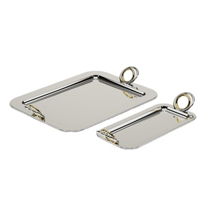 Plated Metal Tray <b>Decorative</b> Serving Platter for Hotel Restaurant Wedding Catering Tableware Bulk Manufacturer Supplier India - Product Image 2