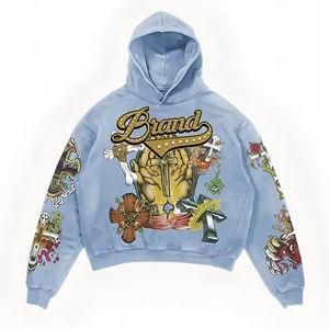 Sudadera con Capucha Personalizada 100% Algodón, Estilo Vintage, Oversize, con Estampado Digital de Esqueleto, Lavado Ácido, para Hombre - Product Image 2