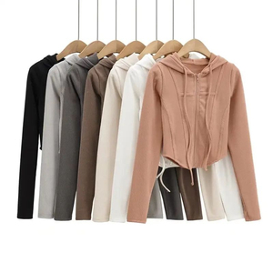Sweat-shirt à capuche pour homme SELF INDUSTRIES, manches régulières, couleur unie, tricoté, respirant, fermeture éclair asymétrique sur le devant, haut décontracté - Product Image 1