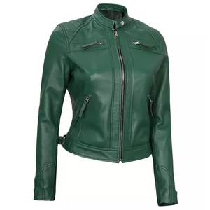 Chaquetas Verdes para Mujer con Logotipo Personalizado RTS, Chaqueta Vintage de Invierno, Chaqueta Bomber Clásica de Cuero Genuino, Ropa Urbana - Product Image 5