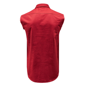 Chaleco vaquero rojo premium para hombre, cómodo, estilo biker, tela de algodón suave para uso diario, camisa vaquera. - Product Image 2