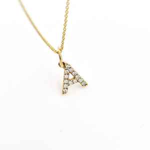 Pendentif lettre en moissanite, charme initial, argent sterling 925 plaqué or 14 carats, bijoux fins pour femmes - Product Image 3