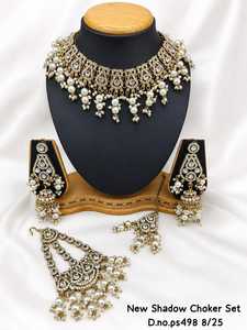 Parure de bijoux pour femme en alliage plaqué or, collection fantaisie, avec zircon et perles, style géométrique, collier, boucles d'oreilles et bague, pour mariage, style classique, haute qualité - Product Image 2