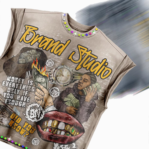 Mens Sleeveless T-Shirt Shorts Set 220g Premium Cotton Fleece <b>Heat</b>-Transfer Printed Front Logo Seamless Fusing Breathable Summer - Product Image 2