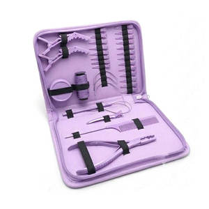 Kit de herramientas duraderas y sostenibles para extensiones de cabello con alicates, aguja de crochet, clips, extensiones de cabello humano, acero inoxidable dorado para salón - Product Image 1