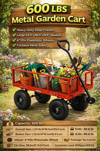 Steel <b>Mesh</b> <b>Garden</b> Cart 600lb Loading Folding Removable Sides 10-Inch Pneumatic Tires Utility Wagon for Gardening ODGGAD013 - Product Image 4