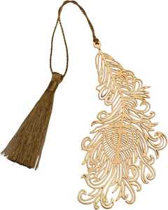 Marcapáginas de Pluma de Pavo Real en Latón con Acabado Dorado Premium, Elegante Accesorio de Lectura, Regalo para Amantes - Product Image 5