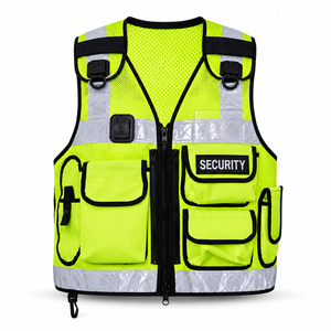 Veste de sécurité réfléchissante noire haute visibilité pour le travail, avec bandes, pour la sécurité personnelle, la construction, tailles adultes hommes - Product Image 1