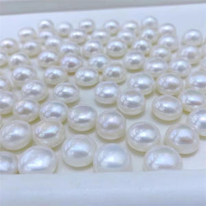 Perle de marbre d'eau douce blanche miroir 13-14 mm, forte luminosité, légers défauts, perle en vrac, demi-bord, pendentif, bricolage pour la fabrication de bijoux - Product Image 4