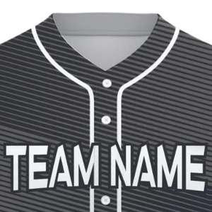 Maillot de baseball personnalisé pour hommes, noir à rayures, boutonné, respirant, uniforme d'équipe de softball, chemise de sport athlétique pour équipes - Product Image 5